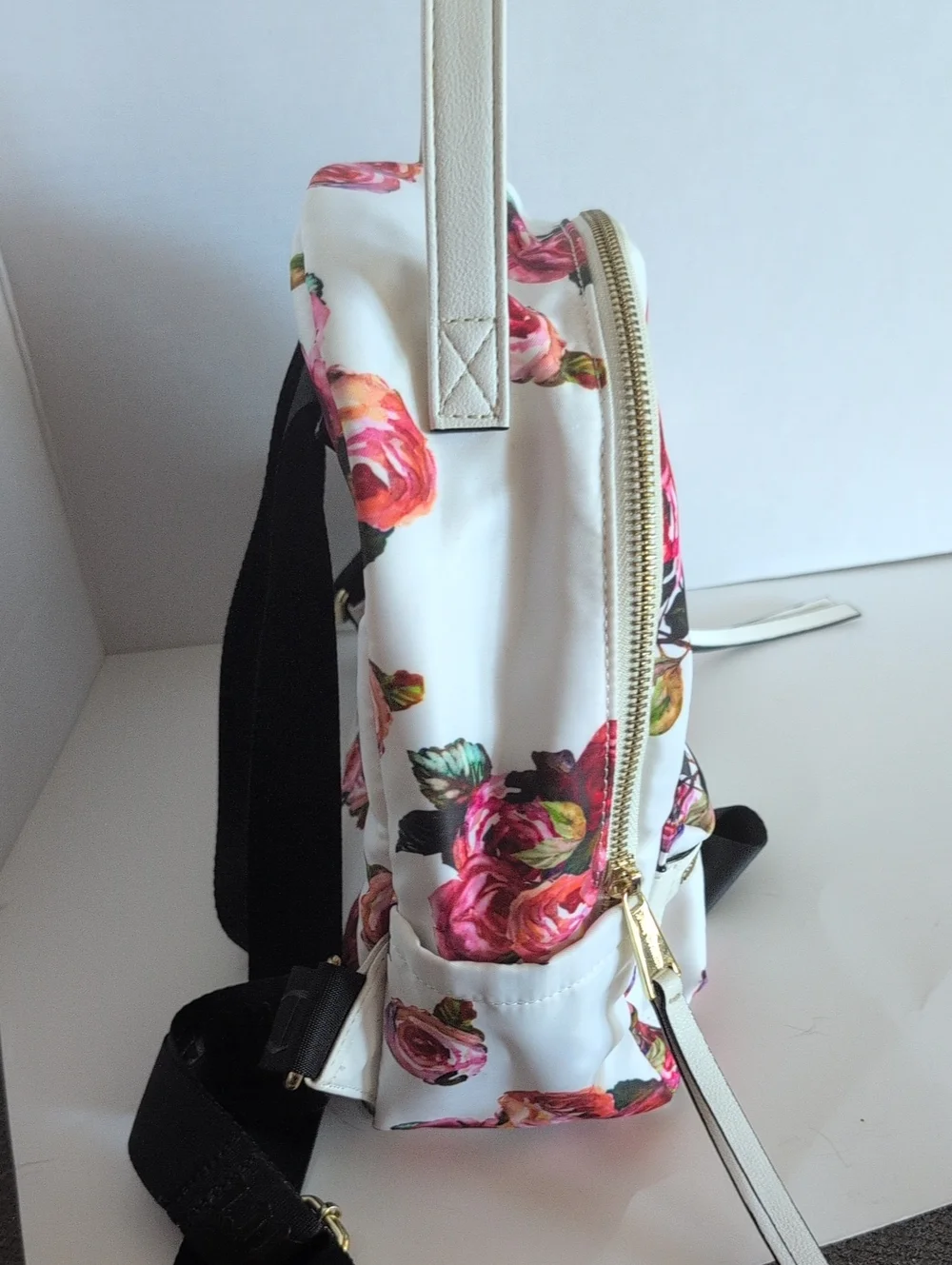 Juicy Couture Floral Mini Backpack - White with Pink Rose Print